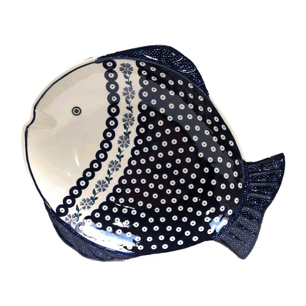 Polish Pottery Fish Serving Platter Hand Made Manufaktura Boleslawiec Poland NEW
